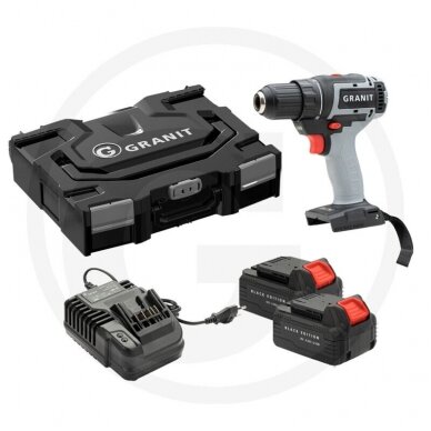 GRANIT BLACK EDITION Cordless drill set Including 2x 18V 4.0Ah lithium-ion battery and 1x battery charger