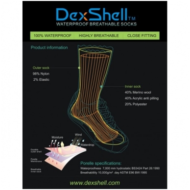 Neperšlampamos kojinės DexShell Hytherm Pro 2