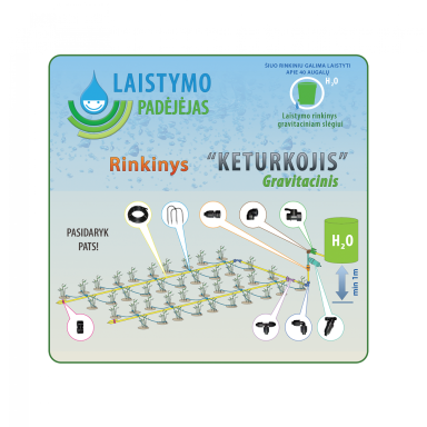 Greenhouse watering system "Keturkojis" gravitational 10m Greenhouse watering system "Keturkojis" gravitational 10m